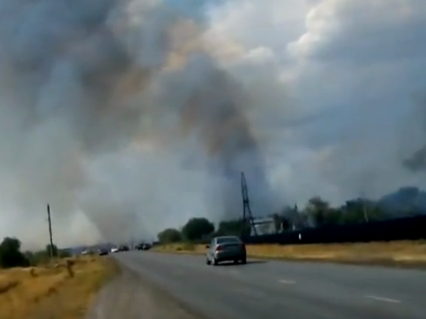 Тренер «Каменки» снял пожар у Морозовска на видео со стороны трассы